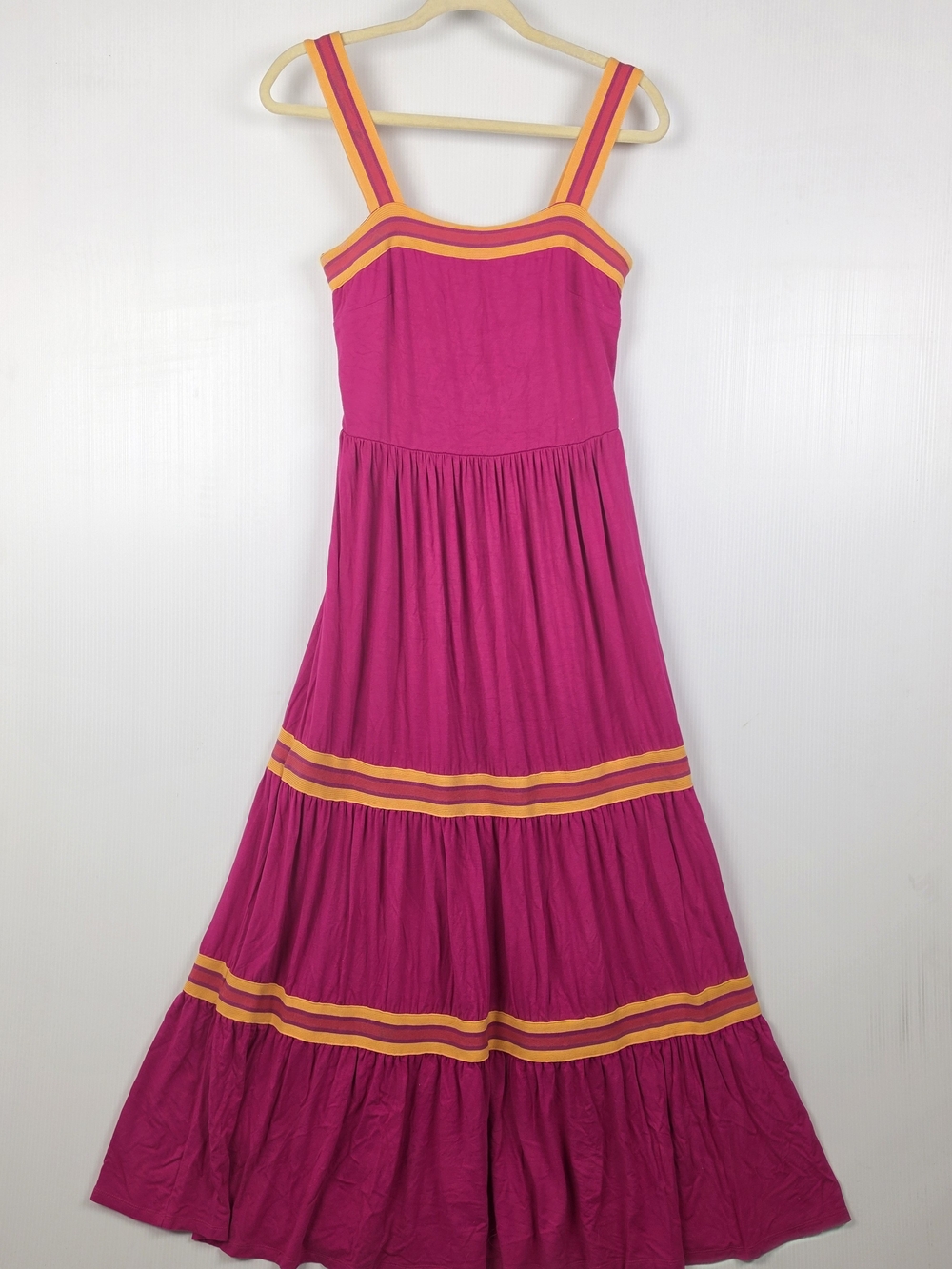 Ted Baker Fuchsia Strappy Maxi Dress with Yellow Orange Trim